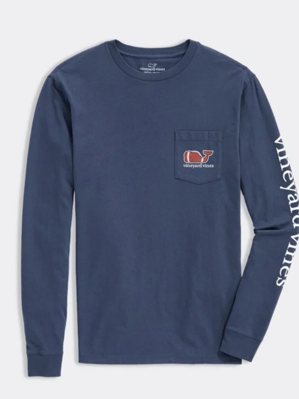 Vineyard Vines Blue Football Whale Pocket Long-Sleeve Tee 8
